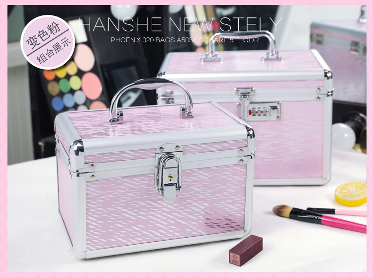 Combination Lock Cosmetic Case Aluminum Alloy Portable Manicure Toolbox Large Double-Layer Portable Cosmetic Storage Box Wholesale