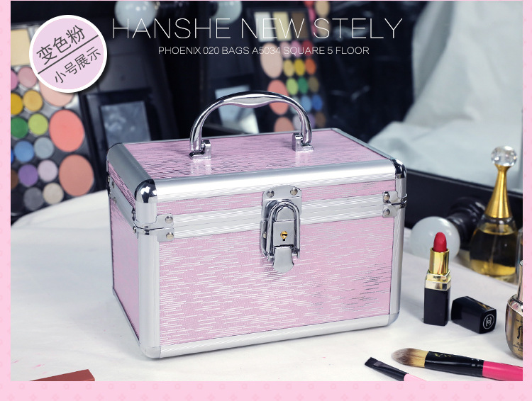 Combination Lock Cosmetic Case Aluminum Alloy Portable Manicure Toolbox Large Double-Layer Portable Cosmetic Storage Box Wholesale