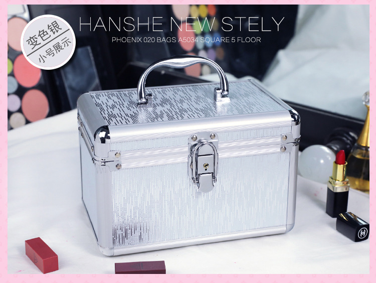 Combination Lock Cosmetic Case Aluminum Alloy Portable Manicure Toolbox Large Double-Layer Portable Cosmetic Storage Box Wholesale