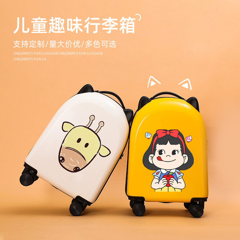 Trending Cartoon Children&#039;s Luggage 18-Inch Lightweight Silent Wheel Trolley Case DIY Pattern Boarding Suitcase with Combination Lock