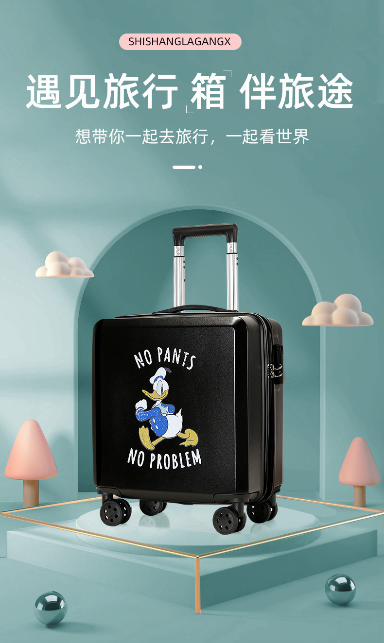Trending Cartoon Children's Luggage 18-Inch Lightweight Silent Wheel Trolley Case DIY Pattern Boarding Suitcase with Combination Lock