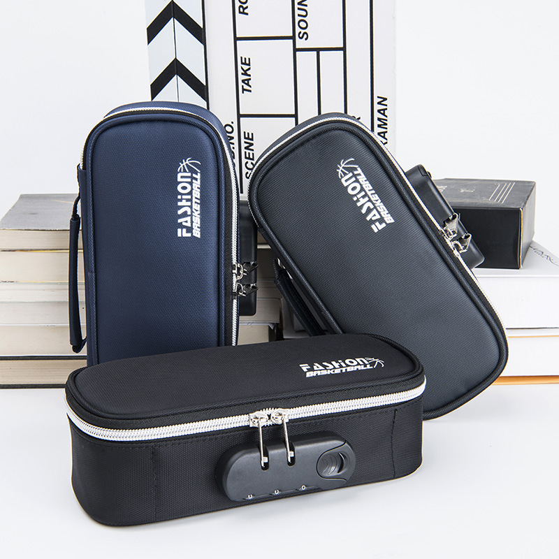 Tongzhuo Men&#039;s Simple Canvas Pen Bag Large Capacity Password Lock Portable Korean Student Men and Women Stationery Case Amazon