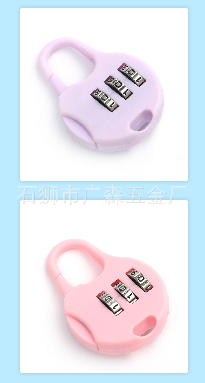 Plastic Padlock with Password Required Pencil Case Lock Luggage Bag Bag Mini Small Lock Household Drawer Lock