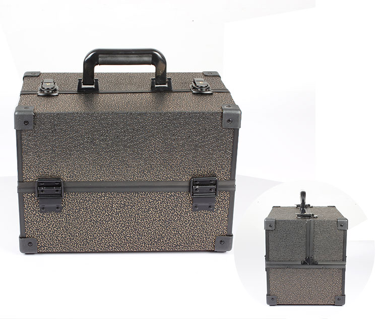 New style clamping lock cosmetic case hand - held double - open aluminum alloy New style clamping lock cosmetic case hand - held double - open aluminum alloy