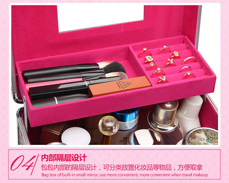 Cosmetic Case Portable Aluminum Alloy Password Lock Cosmetic Case Large Double Rounds Mirror Portable Cosmetics Storage Box for Women Cosmetic Case Portable Aluminum Alloy Password Lock Cosmetic Case Large Double Rounds Mirror Portable Cosmetics Storage Box for Women
