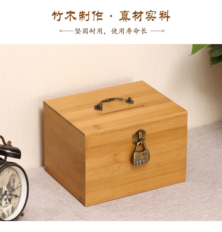 Wooden Box Bamboo Coin Bank Vintage Children's Gift with Lock Savings Bank Wooden Case Treasure Chest Storage Box Crafts Box Wooden Box Bamboo Coin Bank Vintage Children's Gift with Lock Savings Bank Wooden Case Treasure Chest Storage Box Crafts Box
