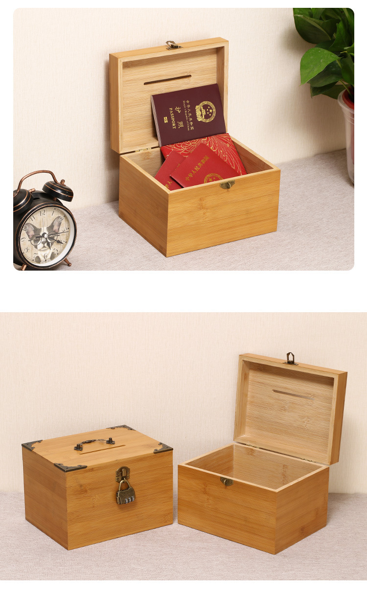 Wooden Box Bamboo Coin Bank Vintage Children's Gift with Lock Savings Bank Wooden Case Treasure Chest Storage Box Crafts Box Wooden Box Bamboo Coin Bank Vintage Children's Gift with Lock Savings Bank Wooden Case Treasure Chest Storage Box Crafts Box
