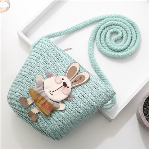 Girls&#039; Messenger Bag Cute Coin Purse Princess Fashion Western Style Baby Girl Small Bag Children&#039;s Grass Handmade Woven Bag