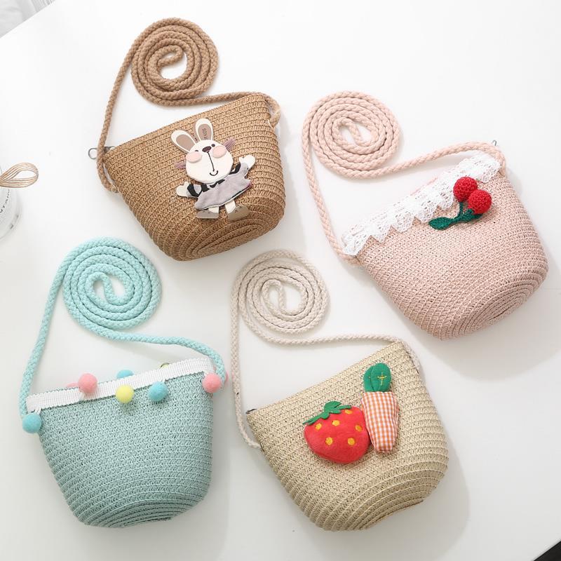 Girls' Messenger Bag Cute Coin Purse Princess Fashion Western Style Baby Girl Small Bag Children's Grass Handmade Woven Bag Girls' Messenger Bag Cute Coin Purse Princess Fashion Western Style Baby Girl Small Bag Children's Grass Handmade Woven Bag
