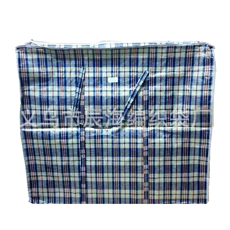 Thick Double-Sided Coated Packing Bag Plaid Woven Bag Moving Bag Large Portable Moving Bag