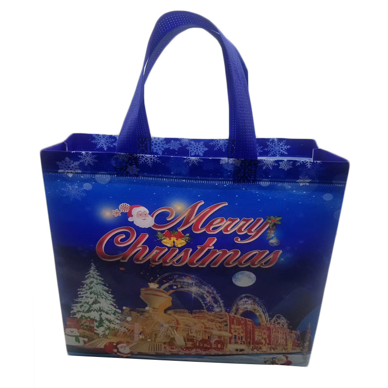 Factory Direct Sales Christmas Style One-Time Molding Slash Pockets Thicken Non-Woven Fabric Portable Universal Packing Woven Bag