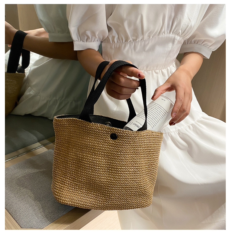 New Internet Celebrity Seaside Summer Beach Holiday Fashion Imitation Straw Woven Bag Retro Handbag Straw Bag Women New Internet Celebrity Seaside Summer Beach Holiday Fashion Imitation Straw Woven Bag Retro Handbag Straw Bag Women