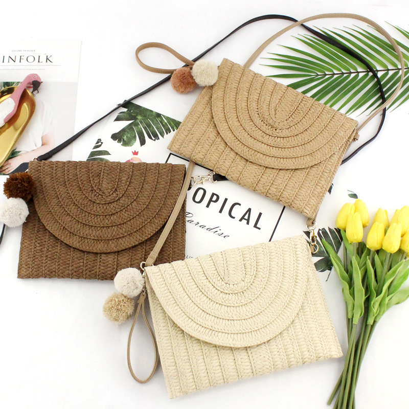 One Piece Dropshipping New Ball Clutch Shoulder Crossbody Paper Defense Straw Bag Casual Woven Bag Women&#039;s Bag