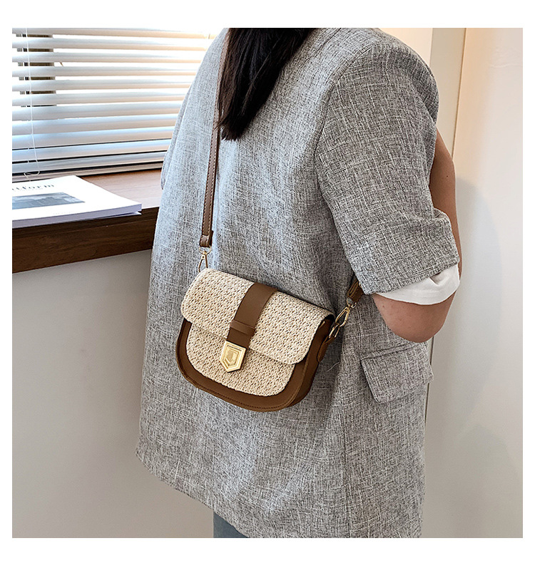 Straw Bag Woven Bag Simple and Fresh Shoulder Messenger Bag Western Style Saddle Bag Straw Bag Woven Bag Simple and Fresh Shoulder Messenger Bag Western Style Saddle Bag