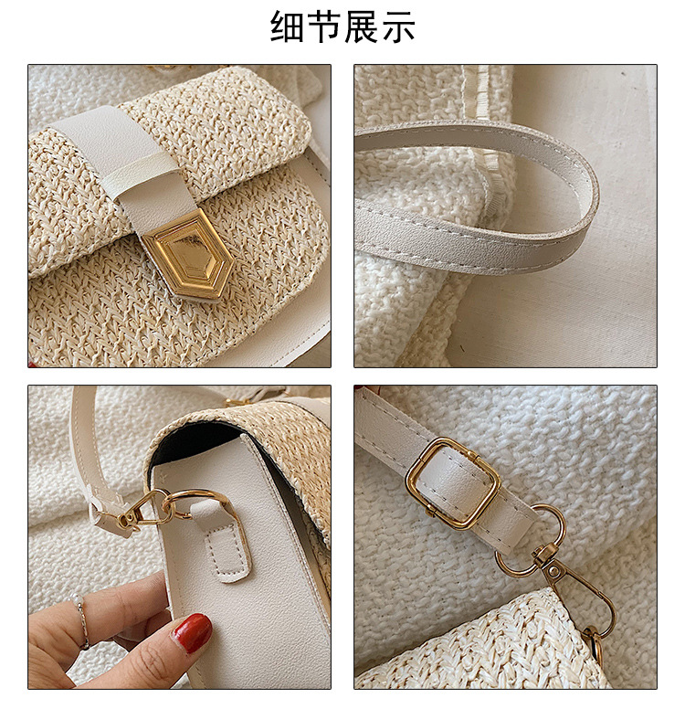Straw Bag Woven Bag Simple and Fresh Shoulder Messenger Bag Western Style Saddle Bag Straw Bag Woven Bag Simple and Fresh Shoulder Messenger Bag Western Style Saddle Bag