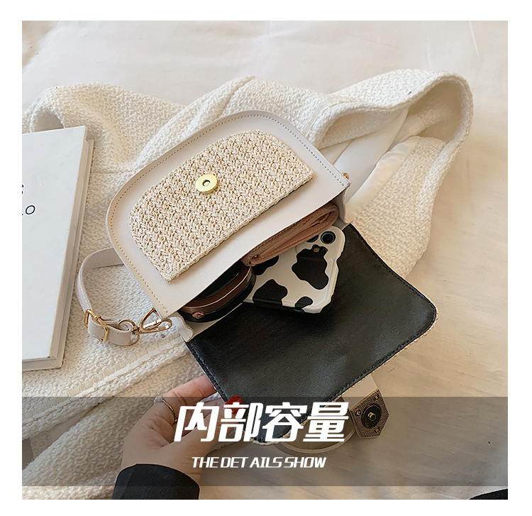 Straw Bag Woven Bag Simple and Fresh Shoulder Messenger Bag Western Style Saddle Bag Straw Bag Woven Bag Simple and Fresh Shoulder Messenger Bag Western Style Saddle Bag