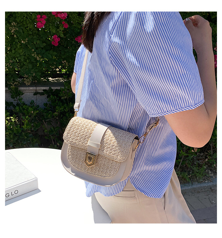 Straw Bag Woven Bag Simple and Fresh Shoulder Messenger Bag Western Style Saddle Bag Straw Bag Woven Bag Simple and Fresh Shoulder Messenger Bag Western Style Saddle Bag