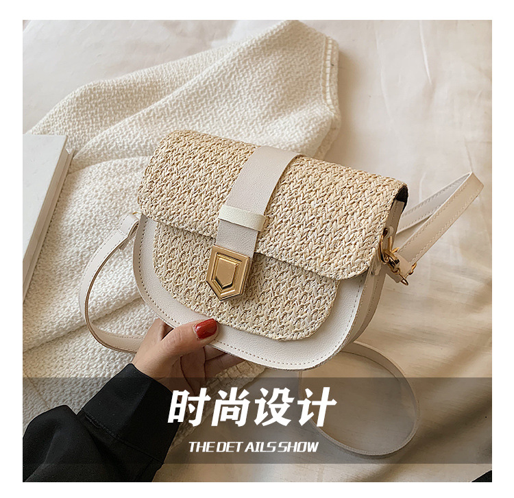 Straw Bag Woven Bag Simple and Fresh Shoulder Messenger Bag Western Style Saddle Bag Straw Bag Woven Bag Simple and Fresh Shoulder Messenger Bag Western Style Saddle Bag