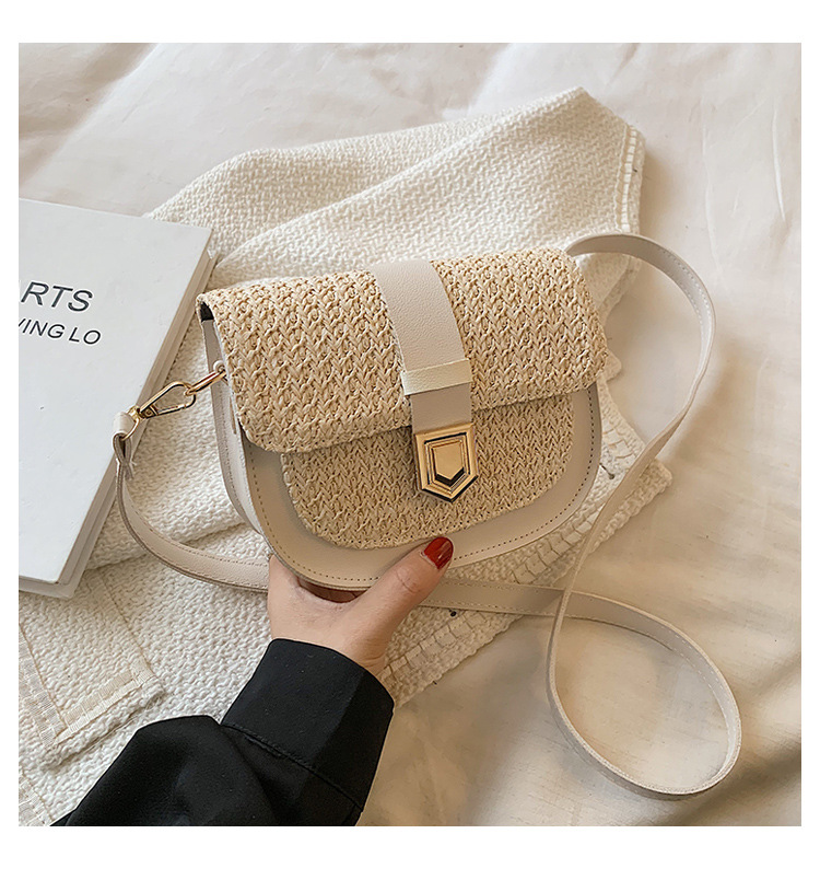 Straw Bag Woven Bag Simple and Fresh Shoulder Messenger Bag Western Style Saddle Bag Straw Bag Woven Bag Simple and Fresh Shoulder Messenger Bag Western Style Saddle Bag