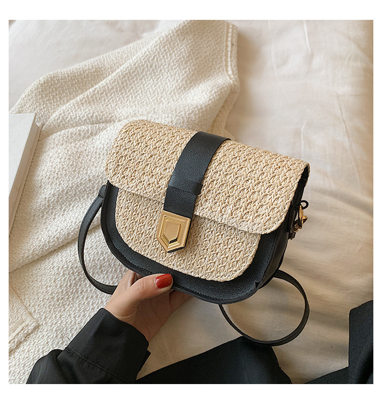 Straw Bag Woven Bag Simple and Fresh Shoulder Messenger Bag Western Style Saddle Bag Straw Bag Woven Bag Simple and Fresh Shoulder Messenger Bag Western Style Saddle Bag