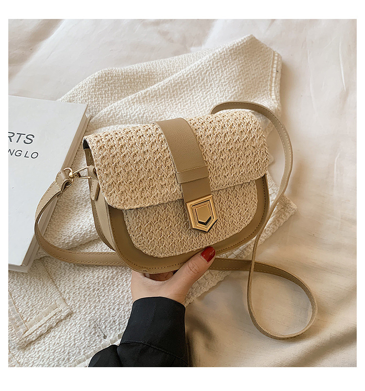 Straw Bag Woven Bag Simple and Fresh Shoulder Messenger Bag Western Style Saddle Bag Straw Bag Woven Bag Simple and Fresh Shoulder Messenger Bag Western Style Saddle Bag