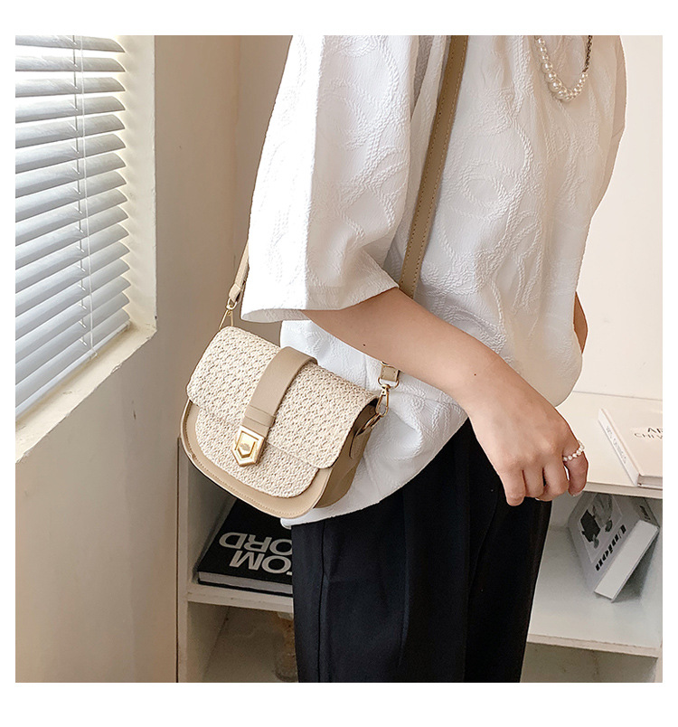 Straw Bag Woven Bag Simple and Fresh Shoulder Messenger Bag Western Style Saddle Bag Straw Bag Woven Bag Simple and Fresh Shoulder Messenger Bag Western Style Saddle Bag
