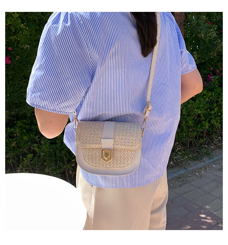 Straw Bag Woven Bag Simple and Fresh Shoulder Messenger Bag Western Style Saddle Bag Straw Bag Woven Bag Simple and Fresh Shoulder Messenger Bag Western Style Saddle Bag
