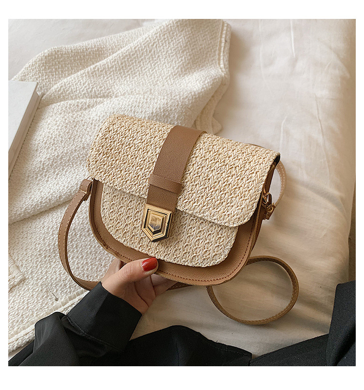 Straw Bag Woven Bag Simple and Fresh Shoulder Messenger Bag Western Style Saddle Bag Straw Bag Woven Bag Simple and Fresh Shoulder Messenger Bag Western Style Saddle Bag