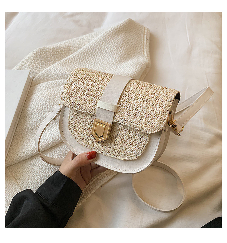 Straw Bag Woven Bag Simple and Fresh Shoulder Messenger Bag Western Style Saddle Bag Straw Bag Woven Bag Simple and Fresh Shoulder Messenger Bag Western Style Saddle Bag