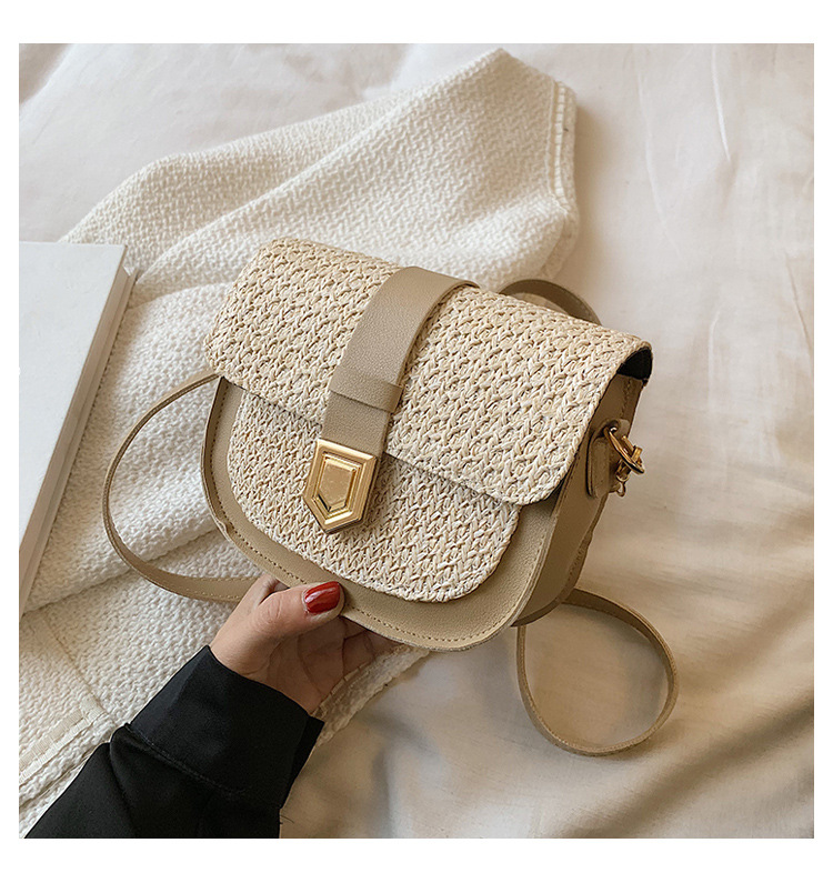 Straw Bag Woven Bag Simple and Fresh Shoulder Messenger Bag Western Style Saddle Bag Straw Bag Woven Bag Simple and Fresh Shoulder Messenger Bag Western Style Saddle Bag