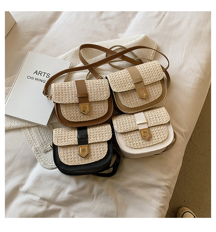 Straw Bag Woven Bag Simple and Fresh Shoulder Messenger Bag Western Style Saddle Bag Straw Bag Woven Bag Simple and Fresh Shoulder Messenger Bag Western Style Saddle Bag