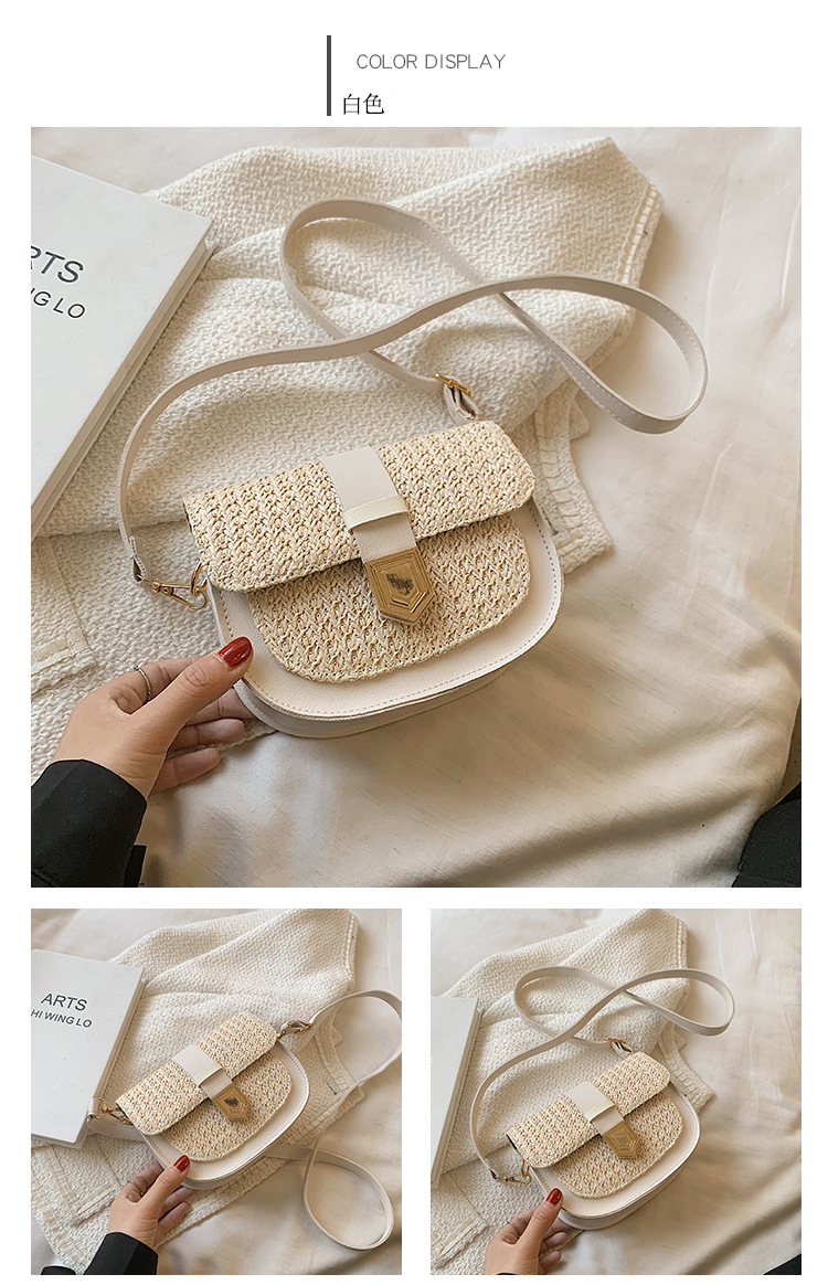 Straw Bag Woven Bag Simple and Fresh Shoulder Messenger Bag Western Style Saddle Bag Straw Bag Woven Bag Simple and Fresh Shoulder Messenger Bag Western Style Saddle Bag