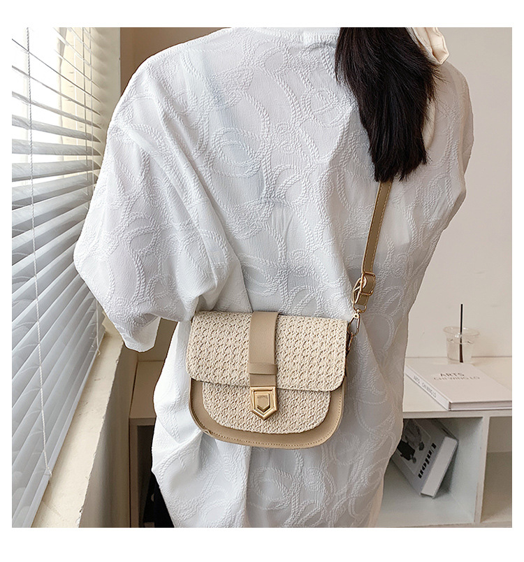 Straw Bag Woven Bag Simple and Fresh Shoulder Messenger Bag Western Style Saddle Bag Straw Bag Woven Bag Simple and Fresh Shoulder Messenger Bag Western Style Saddle Bag