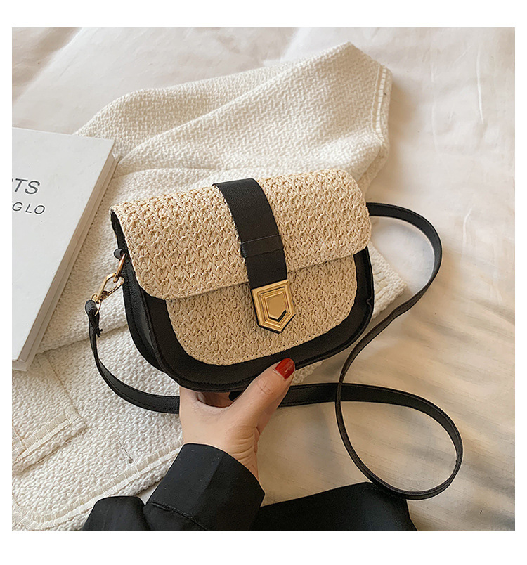 Straw Bag Woven Bag Simple and Fresh Shoulder Messenger Bag Western Style Saddle Bag Straw Bag Woven Bag Simple and Fresh Shoulder Messenger Bag Western Style Saddle Bag