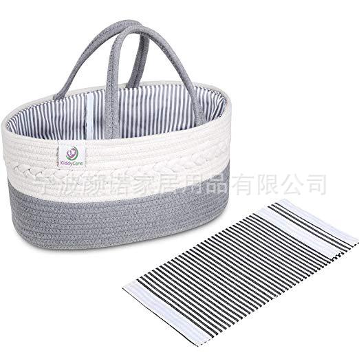 Amazon white grey cotton thread woven bag with collapsible mommy diaper with removable partition