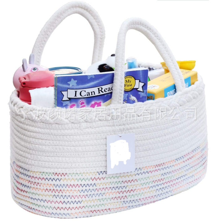 Amazon white grey cotton thread woven bag with collapsible mommy diaper with removable partition Amazon white grey cotton thread woven bag with collapsible mommy diaper with removable partition