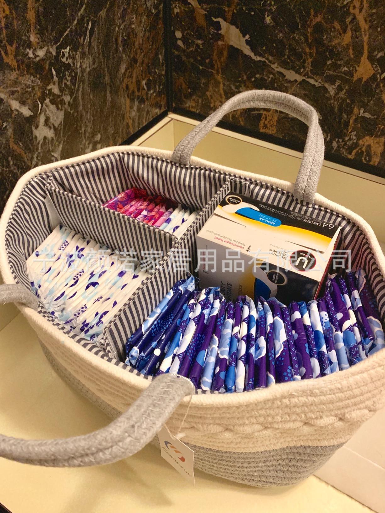 Amazon white grey cotton thread woven bag with collapsible mommy diaper with removable partition Amazon white grey cotton thread woven bag with collapsible mommy diaper with removable partition