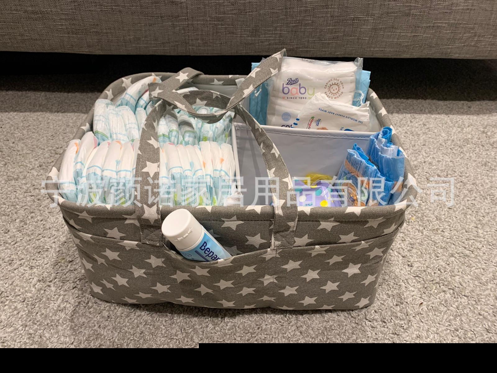Amazon white grey cotton thread woven bag with collapsible mommy diaper with removable partition Amazon white grey cotton thread woven bag with collapsible mommy diaper with removable partition