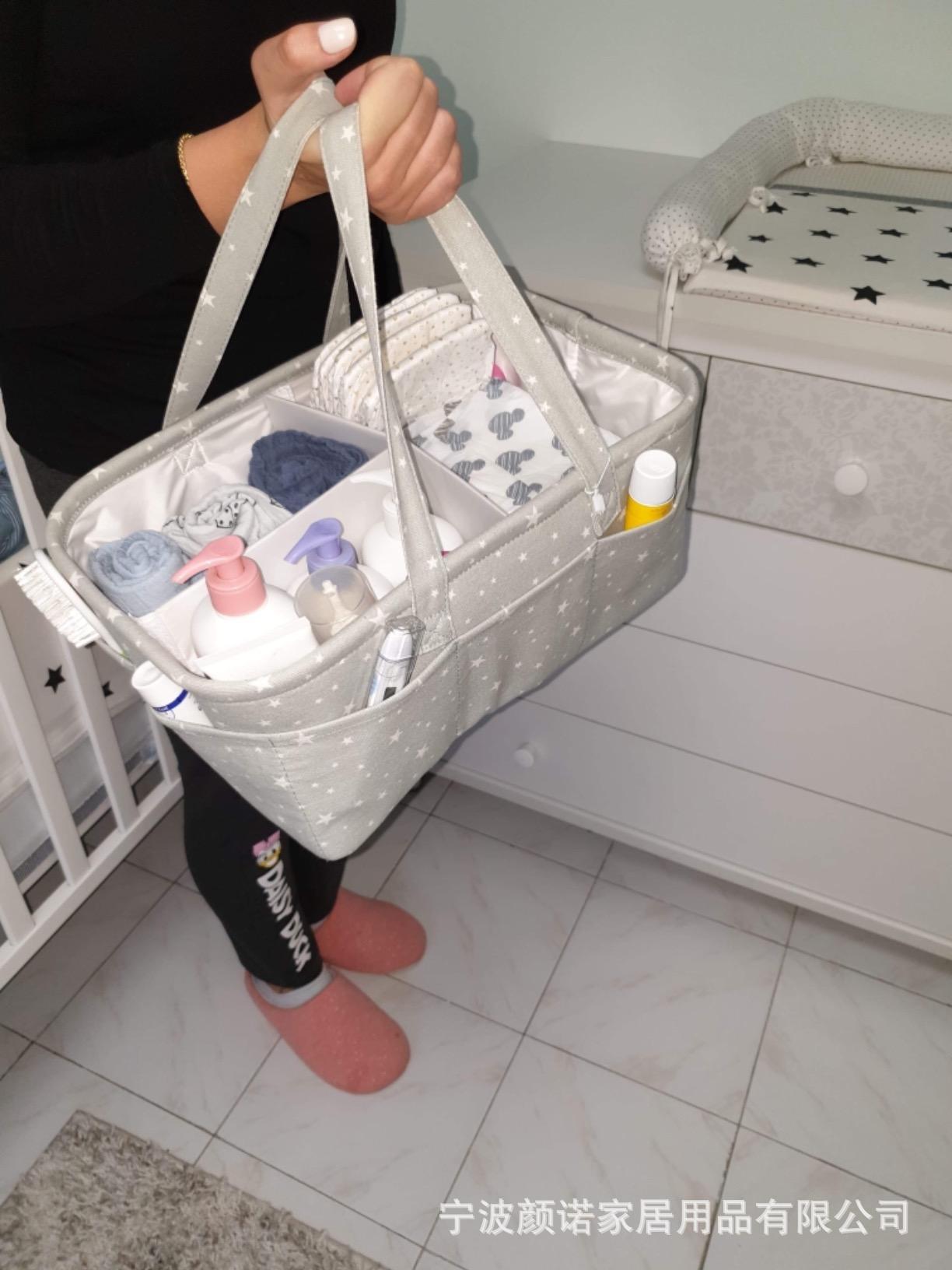 Amazon white grey cotton thread woven bag with collapsible mommy diaper with removable partition Amazon white grey cotton thread woven bag with collapsible mommy diaper with removable partition