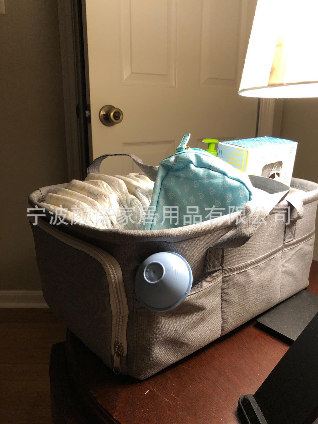 Amazon white grey cotton thread woven bag with collapsible mommy diaper with removable partition Amazon white grey cotton thread woven bag with collapsible mommy diaper with removable partition