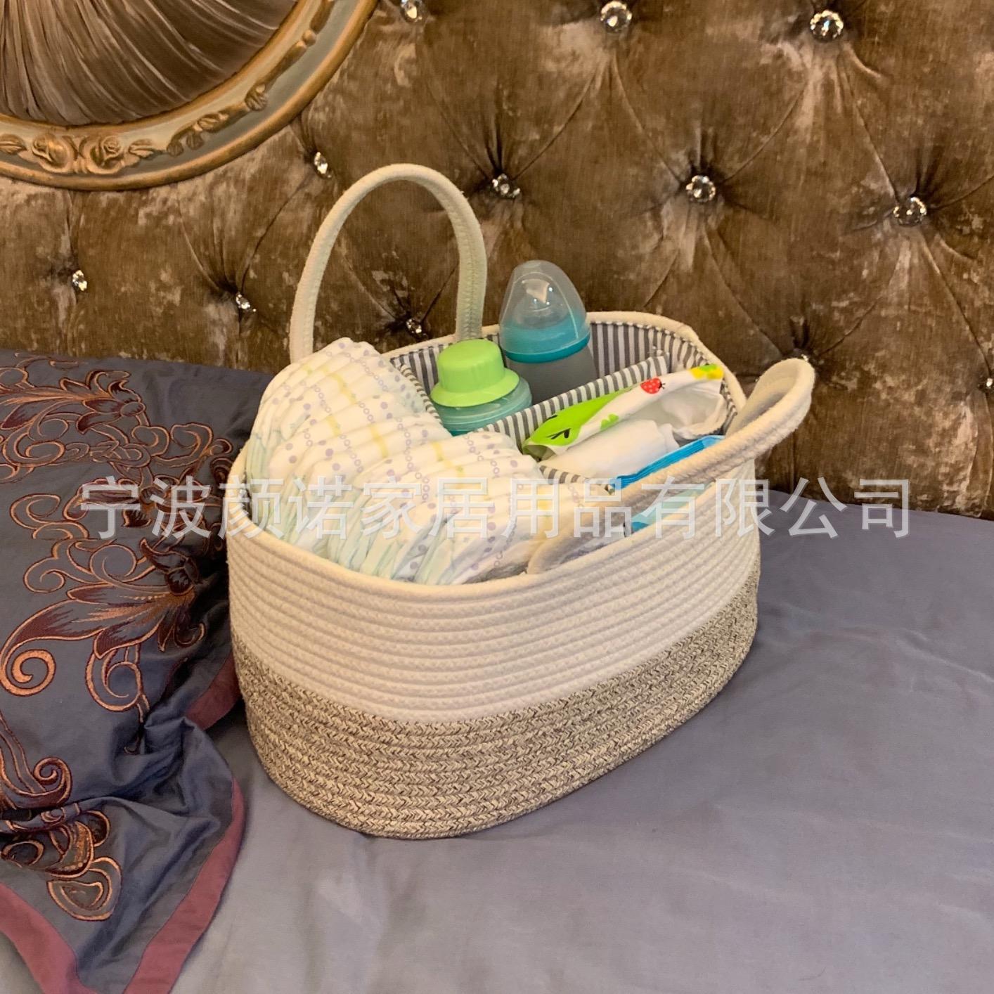 Amazon white grey cotton thread woven bag with collapsible mommy diaper with removable partition Amazon white grey cotton thread woven bag with collapsible mommy diaper with removable partition