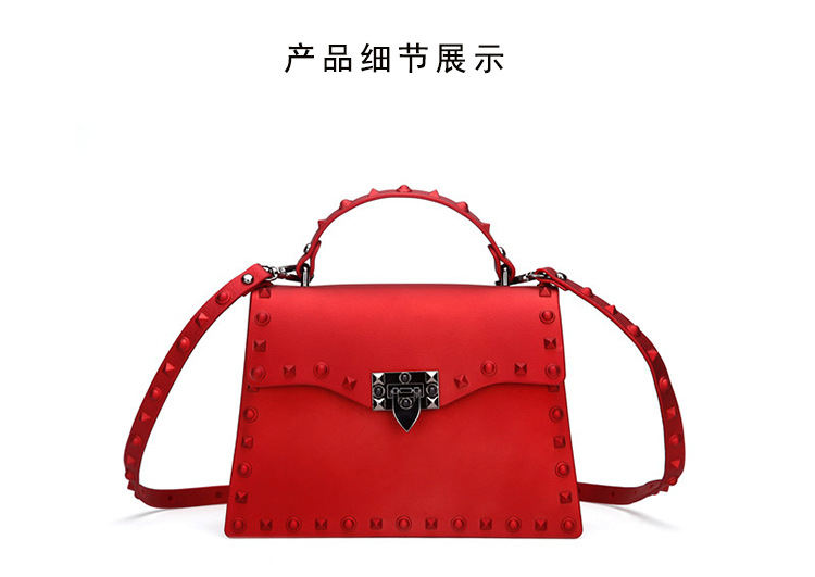 2022 European and American New Fashion Frosted and Matte PVC Gel Bag Trendy Colorful Crystals Rivet Hand-Carrying Shoulder Messenger Bag
