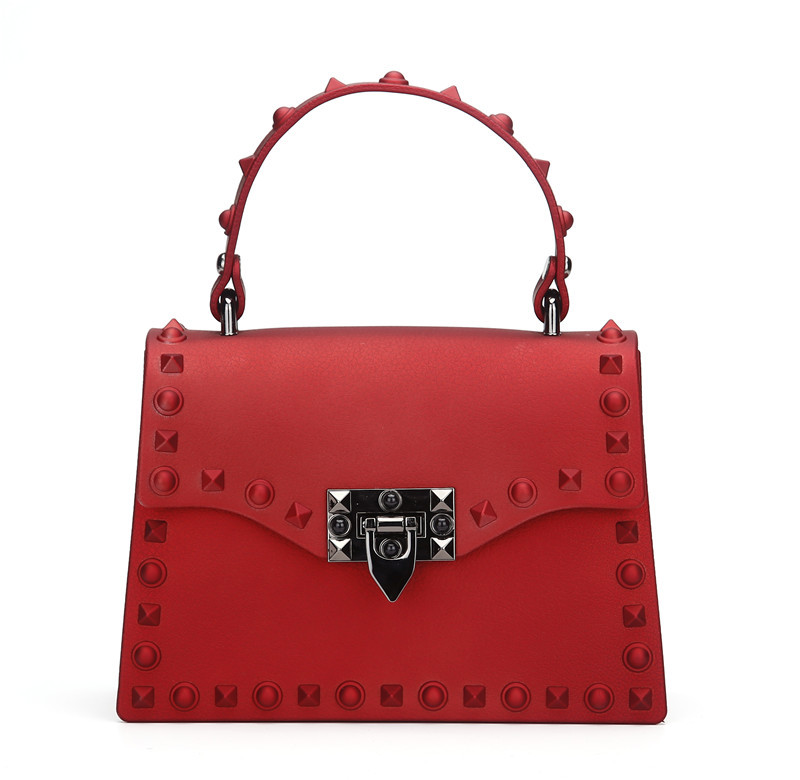2022 European and American New Fashion Frosted and Matte PVC Gel Bag Trendy Colorful Crystals Rivet Hand-Carrying Shoulder Messenger Bag