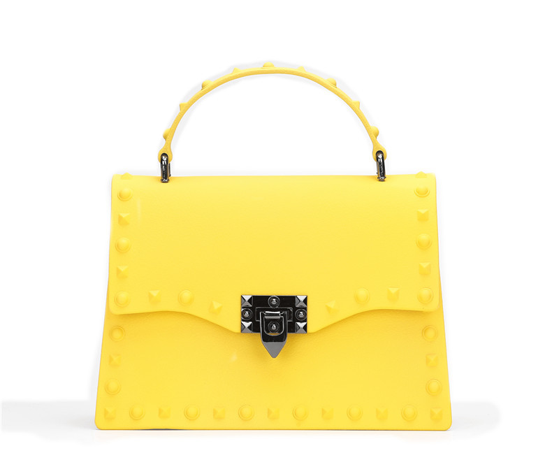 2022 European and American New Fashion Frosted and Matte PVC Gel Bag Trendy Colorful Crystals Rivet Hand-Carrying Shoulder Messenger Bag