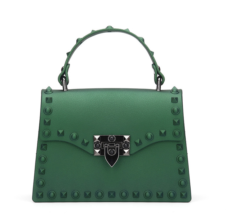 2022 European and American New Fashion Frosted and Matte PVC Gel Bag Trendy Colorful Crystals Rivet Hand-Carrying Shoulder Messenger Bag
