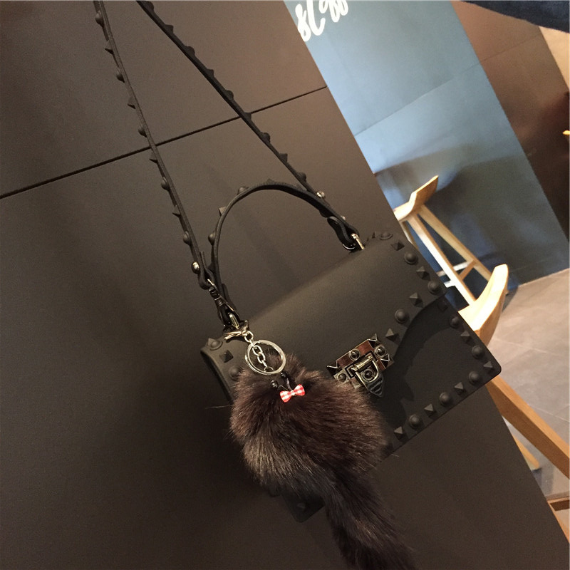 2022 European and American New Fashion Frosted and Matte PVC Gel Bag Trendy Colorful Crystals Rivet Hand-Carrying Shoulder Messenger Bag