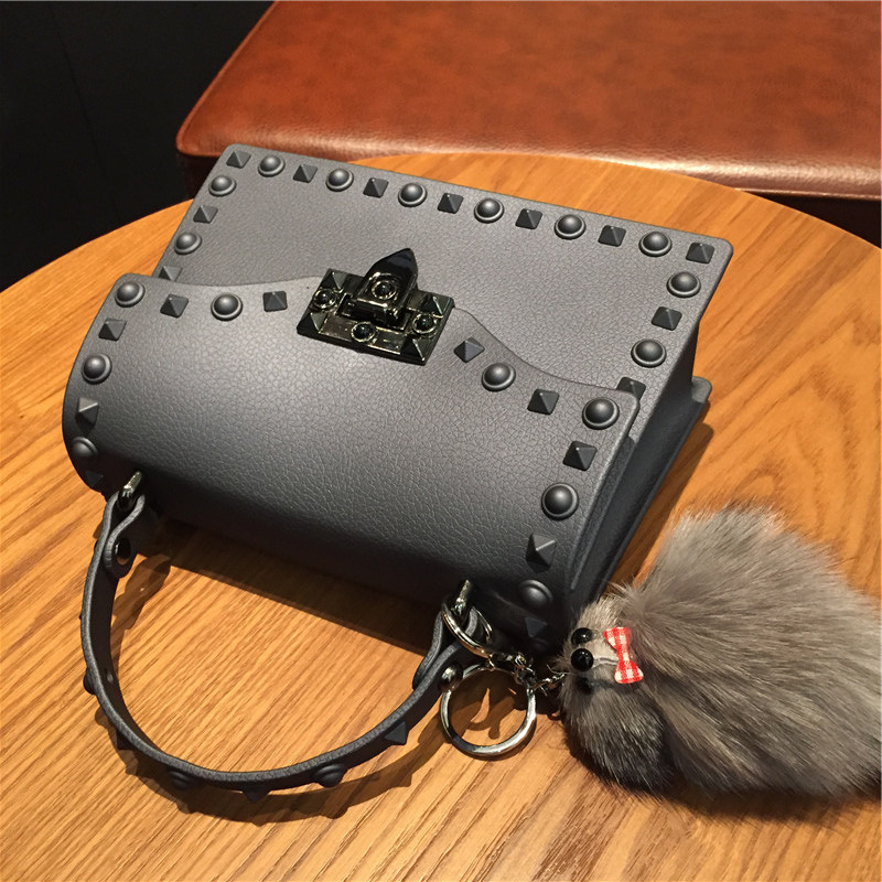 2022 European and American New Fashion Frosted and Matte PVC Gel Bag Trendy Colorful Crystals Rivet Hand-Carrying Shoulder Messenger Bag