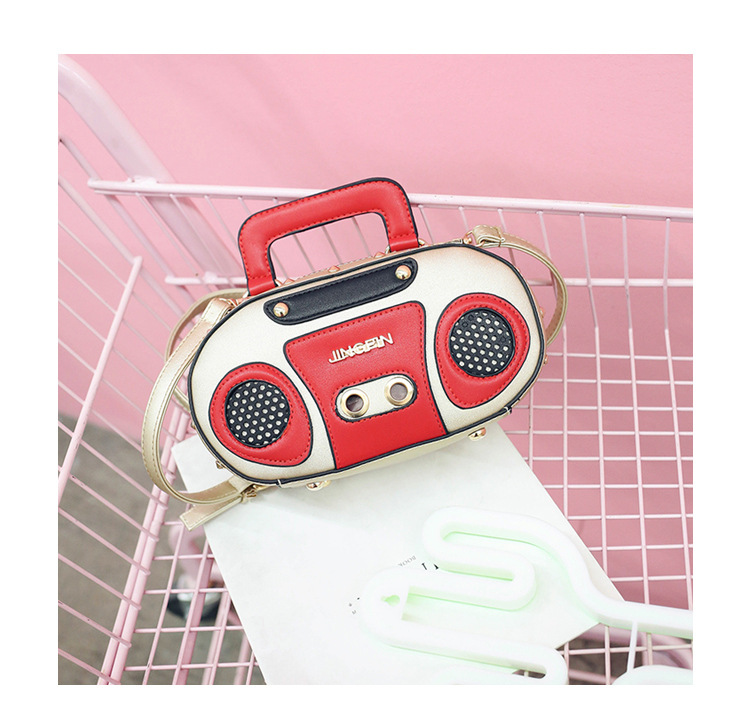 European and American Fashion Simulation Three-Dimensional Shoulder Bag Funny Personality Radio Style Crossbody Rivet Crossbody Bag Women