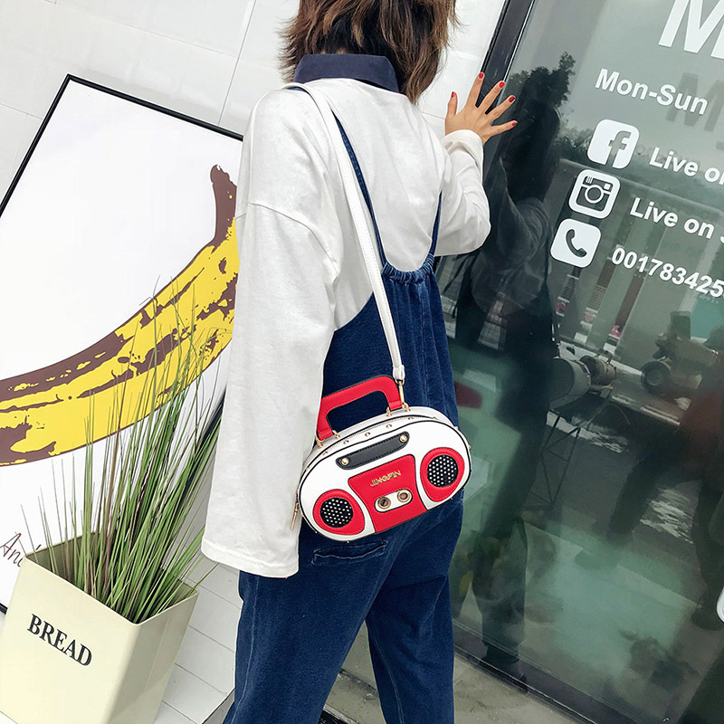 European and American Fashion Simulation Three-Dimensional Shoulder Bag Funny Personality Radio Style Crossbody Rivet Crossbody Bag Women