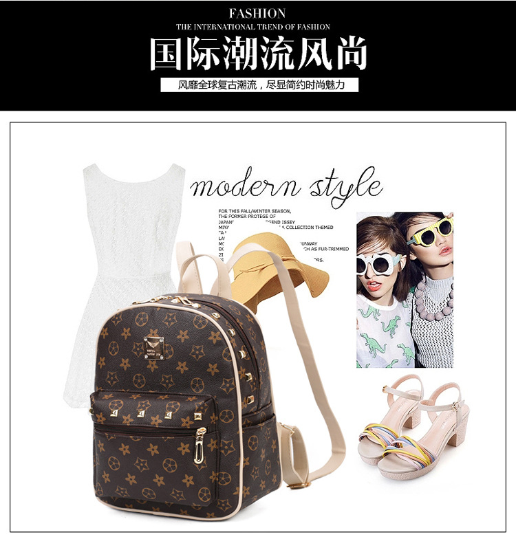 New Women's Bag Korean Fashion Four-Piece Set Mother and Child Bag Bear Rivet Women's Backpack New Women's Bag Korean Fashion Four-Piece Set Mother and Child Bag Bear Rivet Women's Backpack